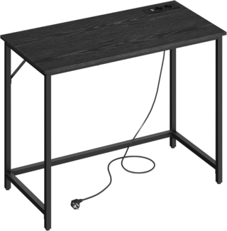 Vasagle Schreibtisch, Gaming-Tisch mit LED-Beleuchtung, Steckdosenleiste, Computertisch, 50 x 100 x 76, platzsparend, für Arbeitszimmer, Homeoffice, ebenholzschwarz-tintenschwarz von Songmics