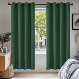 Deconovo Verdunkelungsvorhang Gardinen mit Ösen Blickdichte Vorhang Kälteschutz Schlafzimmer 2er Set, Blackout Curtain einfarbig Thermo Vorhang Verdunkelung Wärmeisolierend