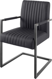 riess-ambiente Freischwinger BIG ASTON schwarz (Einzelartikel, 1 St), Esszimmer · Echtleder · Metall · mit Armlehne · Federkern · Industrial