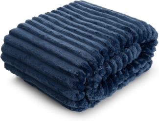 Wohndecke SOFT Design91 Streifen Steppung Gestreifte Decke Gesteppte Sofadecke 150x200 cm blau