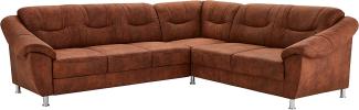 Cavadore Ecksofa Salisa mit Federkern / Polsterecke im klassischen Design / 264 x 86 x 244 / Mikrofaser Braun