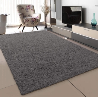 SANAT Teppich Wohnzimmer - Grau Hochflor Langflor Teppiche Modern, Größe: 160x230 cm