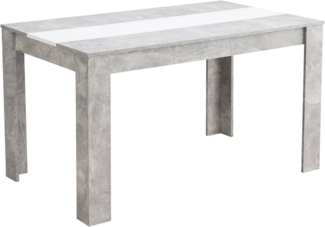 Esstisch Esszimmertisch Holztisch Küchentisch 135x80 cm Beton Optik Holz Massiv Grau Weiß