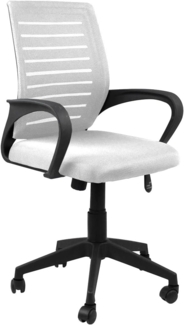 WeHome Futura ergonomischer Bürostuhl, Schreibtischstuhl 62 x 60 x 95 – 105 cm, Bürostuhl mit Armlehnen, gepolsterter Sitz, 360-Grad-Drehung, höhenverstellbar, Basis mit Rollen (Weiß)