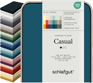 Schlafgut Spannbettlaken CASUAL u.a. in Gr. 90x200, 140x200 oder 180x200 cm, 100% Bio-Baumwolle, Jersey, Gummizug: rundum, (1 Stück), Bettlaken für Matratzen bis 25 cm Höhe, zuverlässig, langlebig, weich
