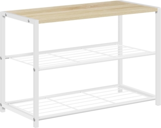 WOLTU Schuhregal mit 2 Ebenen, Schuhständer Metall, Schuhaufbewahrung platzsparend, Schuhorganizer für 6 Paar, Flur Wohnzimmer, 63 x 43 x 30 cm, weiß