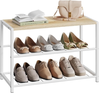 WOLTU Schuhregal mit 2 Ebenen, Schuhständer Metall, Schuhaufbewahrung platzsparend, Schuhorganizer für 6 Paar, Flur Wohnzimmer, 63 x 43 x 30 cm, weiß
