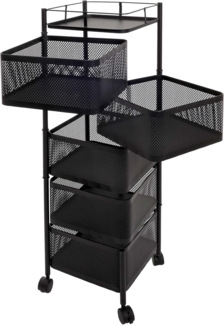 Rollregal HWC-N52, Rollwagen Multifunktionsregal Aufbewahrung Küche, rollbar Körbe schwenkbar Eisen 94x30x30cm ~ schwarz