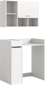 xonox. home – 3-teiliges Badmöbel-Set Free 95 x 195 x 60 cm in weiß Nachbildung – Set mit Anstellregal, Waschmaschinenumbau & Hängeschrank – Moderne Lösung für Waschplatz & Waschküche