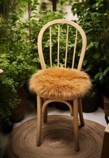 Lammfell Sitzkissen Ø 40 cm Coburger Fuchsschaf