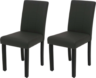 2er-Set Esszimmerstuhl HWC-O65d, Küchenstuhl Polsterstuhl Lehnstuhl, Kunstleder ~ dunkelgrau