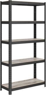 Songmics Standregal mit 5 verstellbaren Ablagen, bis 650 kg belastbar, Industrie-Design, Stahl schwarz, 150 x 30 x 75 cm