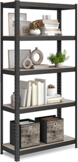 Songmics Standregal mit 5 verstellbaren Ablagen, bis 650 kg belastbar, Industrie-Design, Stahl schwarz, 150 x 30 x 75 cm