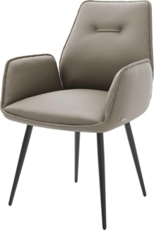 Esszimmerstuhl Zoa-Flex Echt-Leder Schlamm 4-Fuß konisch Schwarz Taschenfederkern