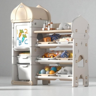habeig Kinderregal Zwiebelturm Spielzeugregal 10 Aufbewahrungsboxen Klappfach zum Bemalen, Alles abgerundete Kanten