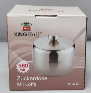 Kinghoff Kinghoff Zuckerdose aus Stahl mit Löffel, Hochglanz KH3723