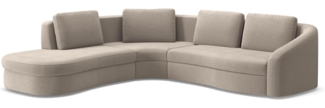 Cavadore Ecksofa Jawa / Bodennahe Eckcouch mit Sofa 2,5-sitzig und Trapezecke rechtwinklig (90 Grad) / 303 x 88 x 274 / Mikrofaser, Perlbeige