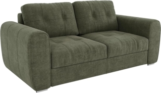 Vente-unique - Schlafsofa mit Matratze 3-Sitzer - Stoff - Grün - Liegefläche 140 cm - Matratze 22 cm mit Memory Schaum - BOLIPO