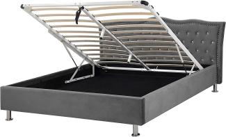 Bett Samtstoff dunkelgrau Bettkasten 140x200 cm METZ
