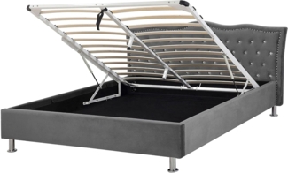 Bett Samtstoff dunkelgrau Bettkasten 140x200 cm METZ