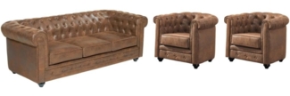 Vente-unique - Couchgarnitur 3+1+1 - Microfaser - Vintage-Look - CHESTERFIELD