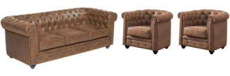 Vente-unique - Couchgarnitur 3+1+1 - Microfaser - Vintage-Look - CHESTERFIELD