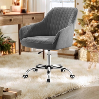 Songmics Bürostuhl, Samtbezug hellgrau, max. 120 kg