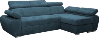 'Boston Mini Premium' Ecksofa, Cord, Blau, 98 x 255 x 170 cm, Rechts