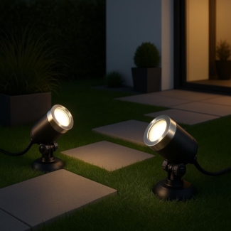MeLiTec 2er Set Smart LED Garten-Strahler GL24 RGB Spot, anthrazit