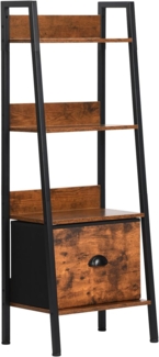 FurnitureR Leiter Bücherregal, Industrielle Aufbewahrungsregal, 4-Tier Display Offenes Regal mit Schublade für Wohnzimmer Schlafzimmer Home Office Küche Garten, 42.5 x 29 x 110CM, Braun