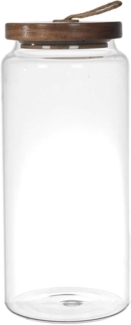 HOME DECO FACTORY, KA0262, Glass jar with Acacia lid, elegant Design for The Kitchen, optimal Food Preservation, Easy to clean, H 23 cm, Transparent, Brown