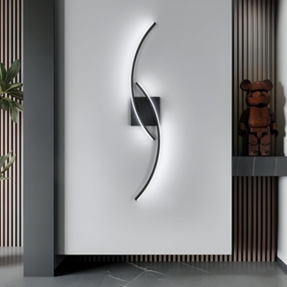 Comely LED Wandlampe Innen, Moderne 80cm 27W Schwarz LED Wandleuchte Wandleuchten für Schlafzimmer Wohnzimmer Korridor, Weißes Licht 6500K