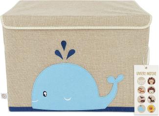 Grosse Spielzeugbox fürs Kinderzimmer, Wal, natur, 36 x 36 x 51 cm, von Bieco