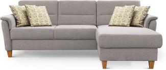 CAVADORE Ecksofa Palera / Federkern-Sofa in L-Form im Landhausstil / 244 x 89 x 163 / Chenille-Bezug, Hellgrau