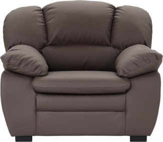 Mivano Sessel Casino, Ledersessel passend zum 2er und 3er Sofa Casino , 109 x 88 x 92, Kunstleder Grau-braun