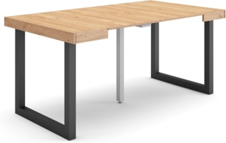 Skraut Home | Ausziehbarertisch | Multifunktionaler ausziehbarer | 160 | Für 8 Gäste | Massivholz Beine | Moderner Stil | Eiche