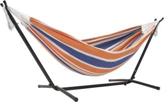 Vivere UHSDO8-40 Doppel Baumwolle Hängematte mit Hängemattengestell 250 cm, Orange Punch