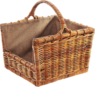 Kobolo Kaminholzkorb Holztrage Rattan lacak mit abnehmbarem Leinenstoff