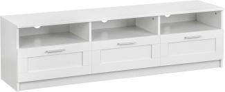 Baroni Home TV-Schrank, Holzwerkstoff, Weiß, 3 Ripiani 3 Cassetti