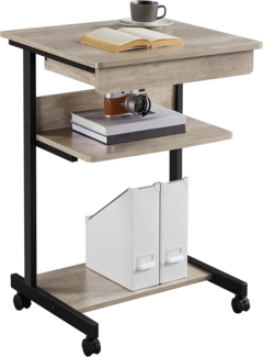 Yaheetech Schreibtisch, Computertisch auf Rollen, Bürotisch mit Tastaturablage und offenem Fach, Industrie-Design, 56 x 51 x 79 cm, für Homeoffice, Arbeitszimmer, Grau