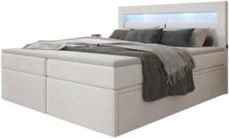 Boxspringbett Rinori mit LED, USB und Stauraum 160x200 Weiß H3