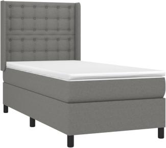 vidaXL Boxspringbett mit Matratze & LED Dunkelgrau 90x190 cm Stoff 3138598