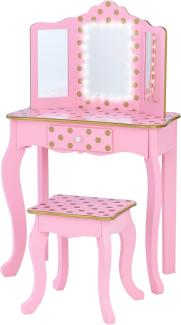 Fantasy Fields Kinder Schminktisch mit Spiegel und Hocker Mit Lichtern Rosa/Gold TD-11670LL