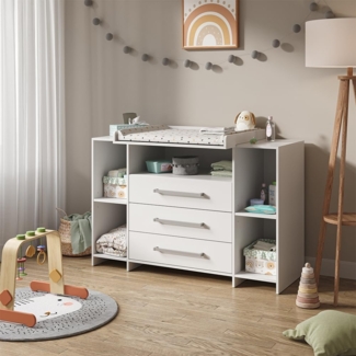 Wickelkommode Oskar Weiß 143 x 100 cm XL mit Schubladen Vicco