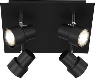 Briloner Leuchten LED Deckenspot, Deckenleuchte 4-flammig, Strahler dreh-und schwenkbar, 4x GU10, 5 Watt, 460 Lumen, 3. 000 Kelvin, Schwarz