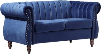 Vente-unique - Chesterfield-Sofa - 2-Sitzer - Samt - Königsblau - TRUMBO
