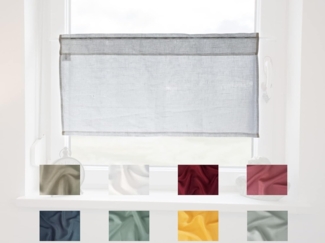 beties Scheibengardine Leinen (1 St), Stangendurchzug, halbtransparent, 100% Leinen, Bistrogardine 45x85 cm Landhausstil mit Tunnelaufhängung Fertiggardine