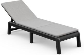 Keter Palma Sonnenliege für den Garten mit 4-Fach Verstellbarer Rücklehne und bequemer Auflage, klappbare Gartenliege, grau, 187 x 58 x 29 cm, pflegeleicht, wetterfest und uv-beständig