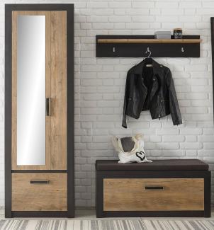 Garderobe Beveren in Kastanie und Fresco grau Set 4-teilig 192 x 200 cm