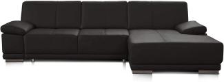 CAVADORE Ecksofa Corianne / Ledercouch inkl. Armteilverstellung und Longchair / 282 x 80 x 162 / Echtleder, braun